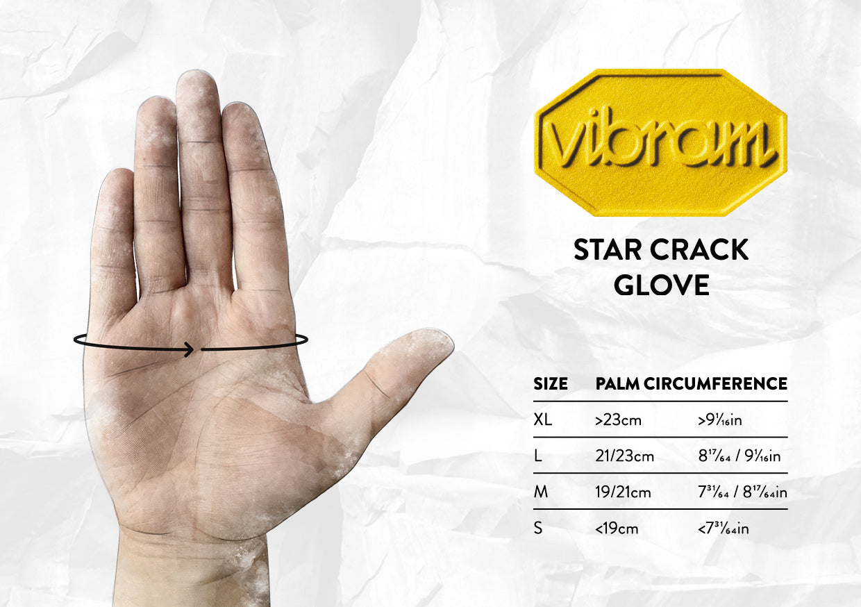 Star Crack Gloves Size Chart Table - Grivel