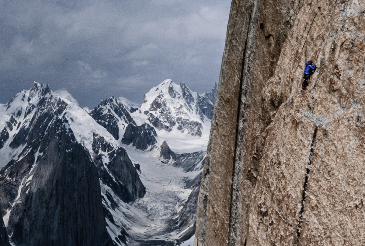 Stefano Ragazzo on Nameless Tower during the solo ascent of Eternal Flame
