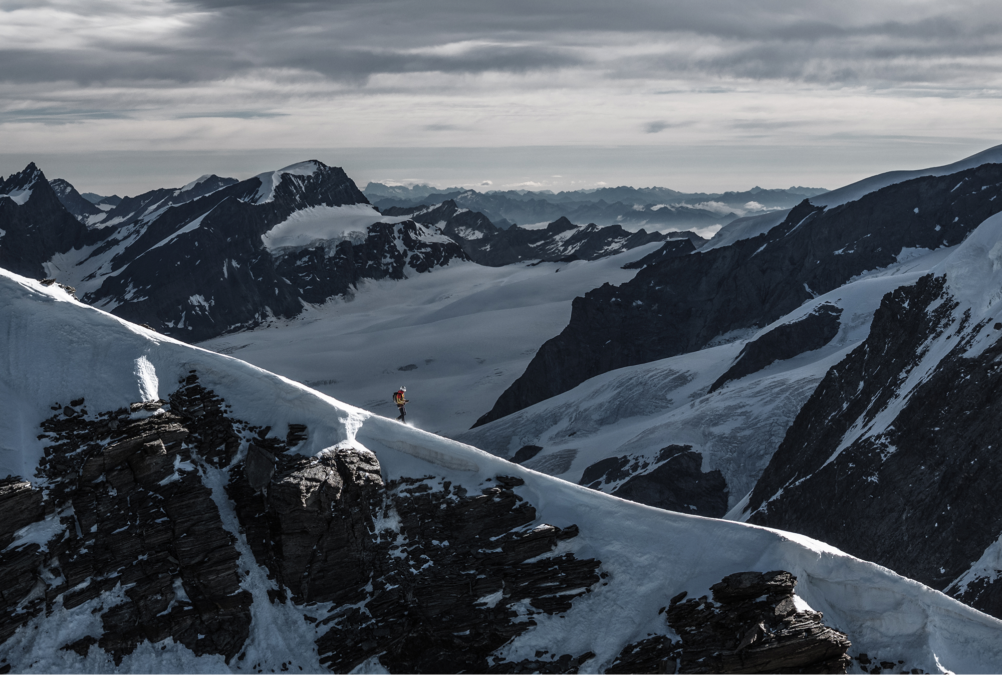 François Cazzanelli traversing Monte Rosa in the Italian Alps