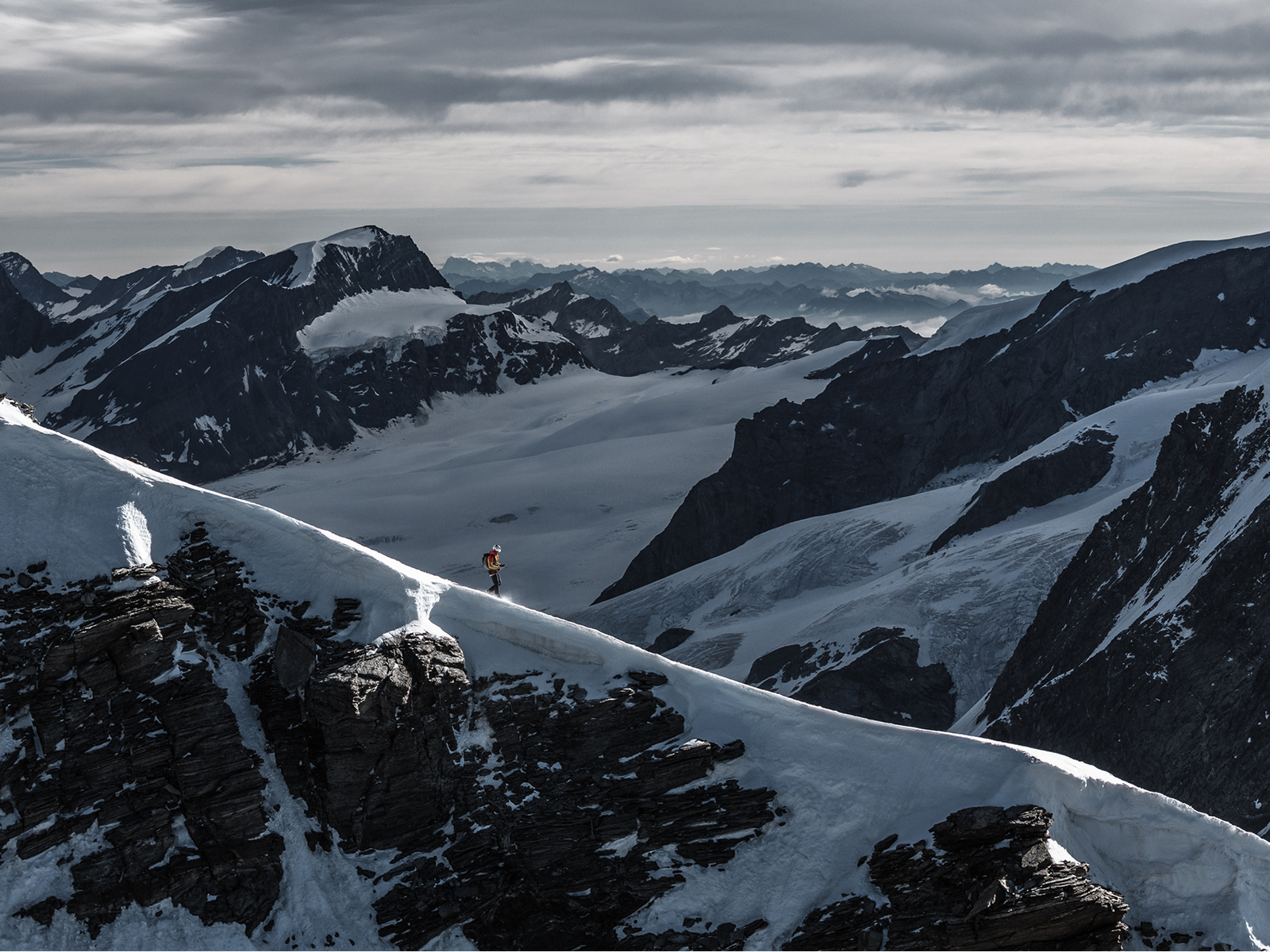 François Cazzanelli traversing Monte Rosa in the Italian Alps