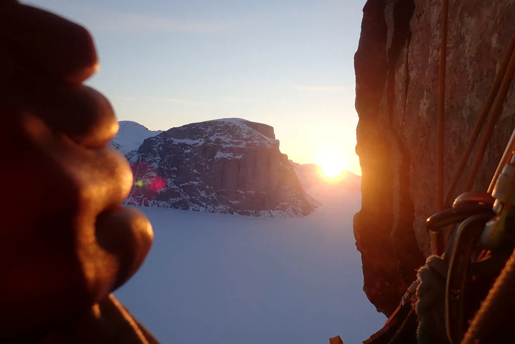Sunset view across the Arctic landscape from the wall on Baffin Island