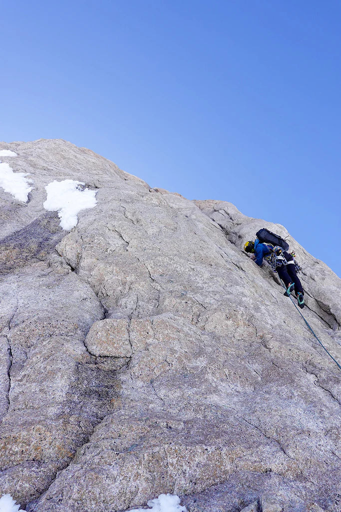 Technical granite climbing on Cerro Nora Oeste