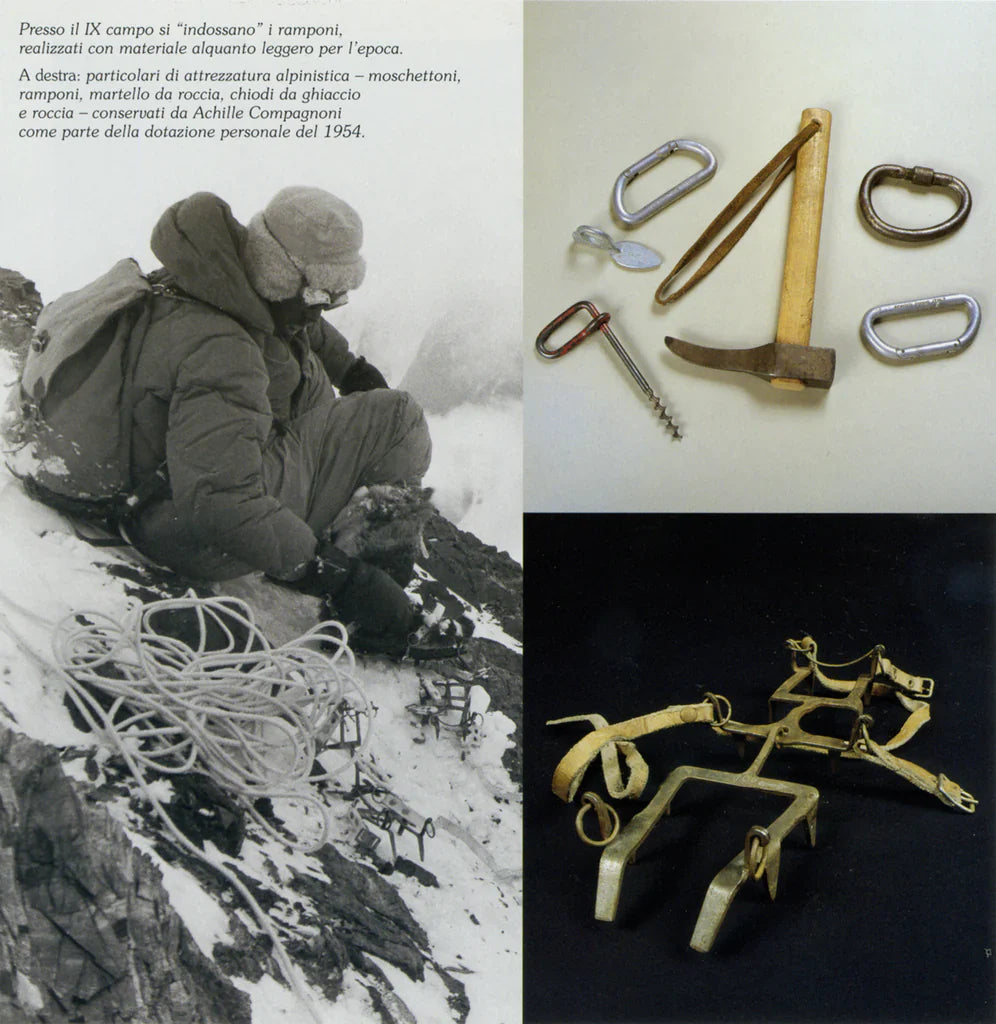 Mountaineering equipment used during the 1954 Italian K2 expedition