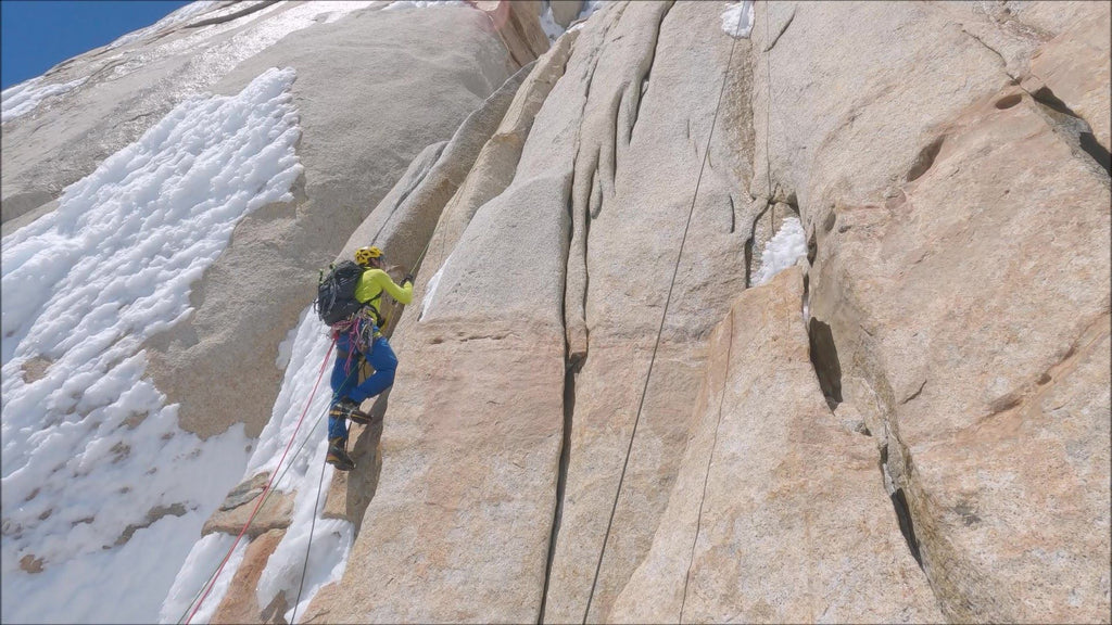 Tomas Roy Aguilò during the ascent of La Norte on Cerro Torre