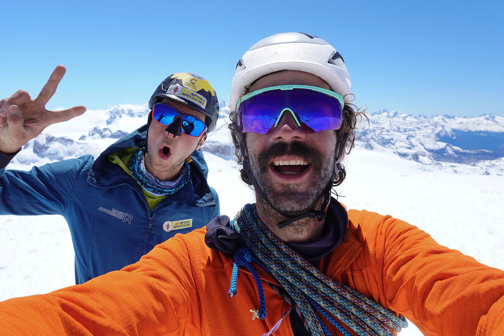 Luca Schiera and Paolo Marazzi on the summit during the Cerro Nora Oeste expedition