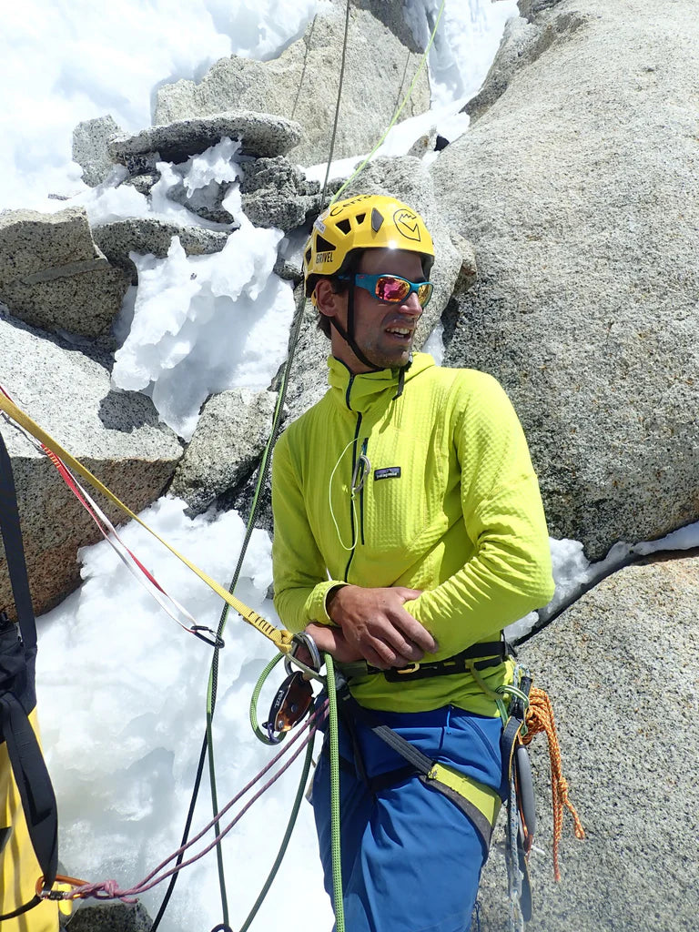 Tomas Roy Aguilò during the ascent of La Norte on Cerro Torre