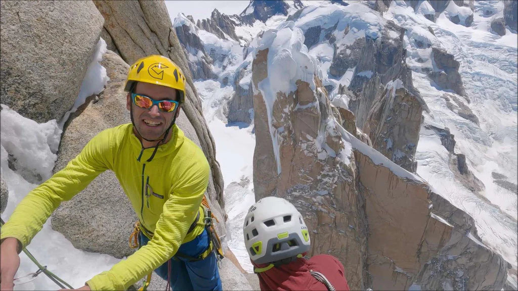 Tomas Roy Aguiló with an Italian climber during the ascent of La Norte on Cerro Torre