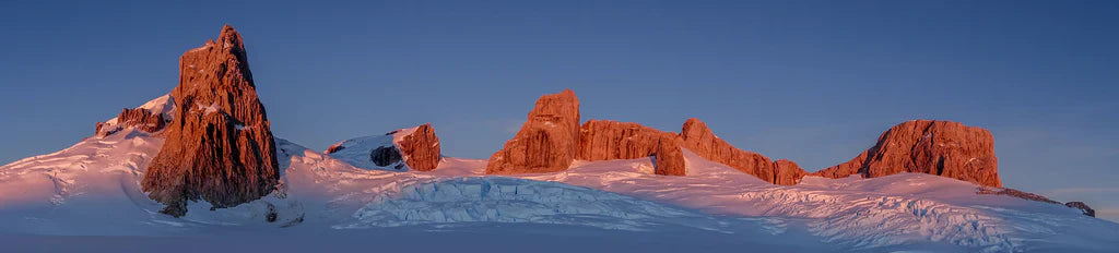 Sunset light across remote Patagonia mountain terrain