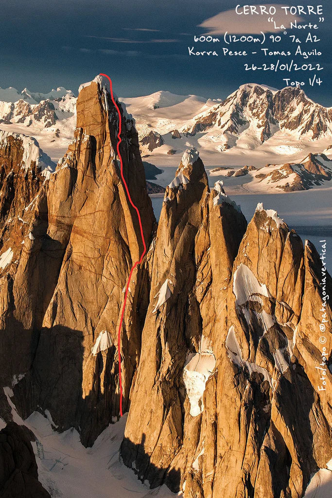 Topo of La Norte on Cerro Torre by Korra Pesce and Tomás Aguiló