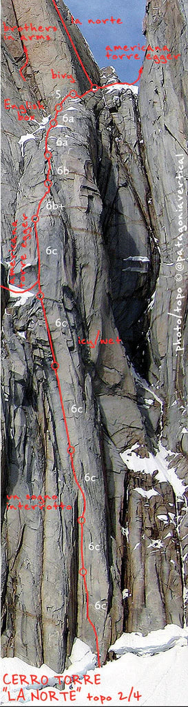 Topo of La Norte on Cerro Torre by Korra Pesce and Tomás Aguiló