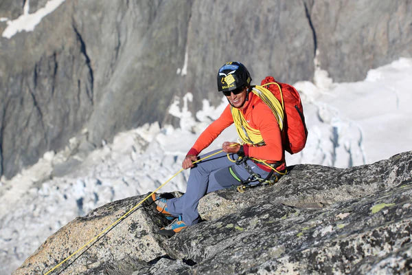 François Cazzanelli preparing a rope on the Peuterey ridge.