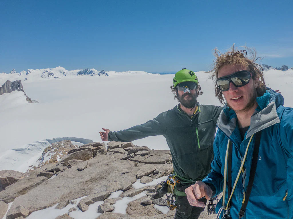 Luca Schiera and Paolo Marazzi on the summit during the Cerro Nora Oeste expedition