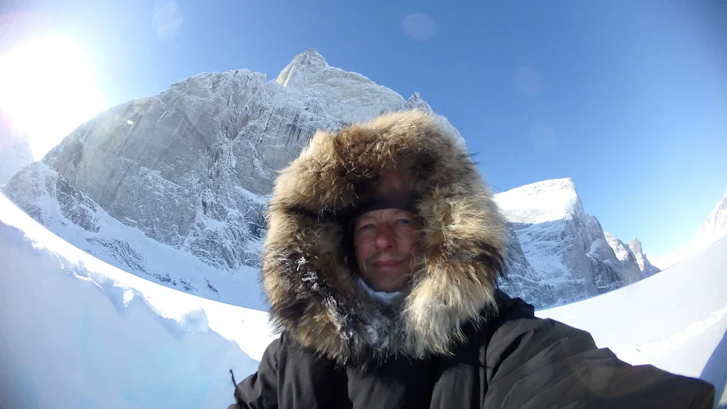 Marek Raganowicz in extreme cold conditions below Polar Sun Spire