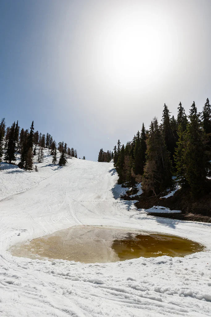 Melting snow on a ski slope in the Alps