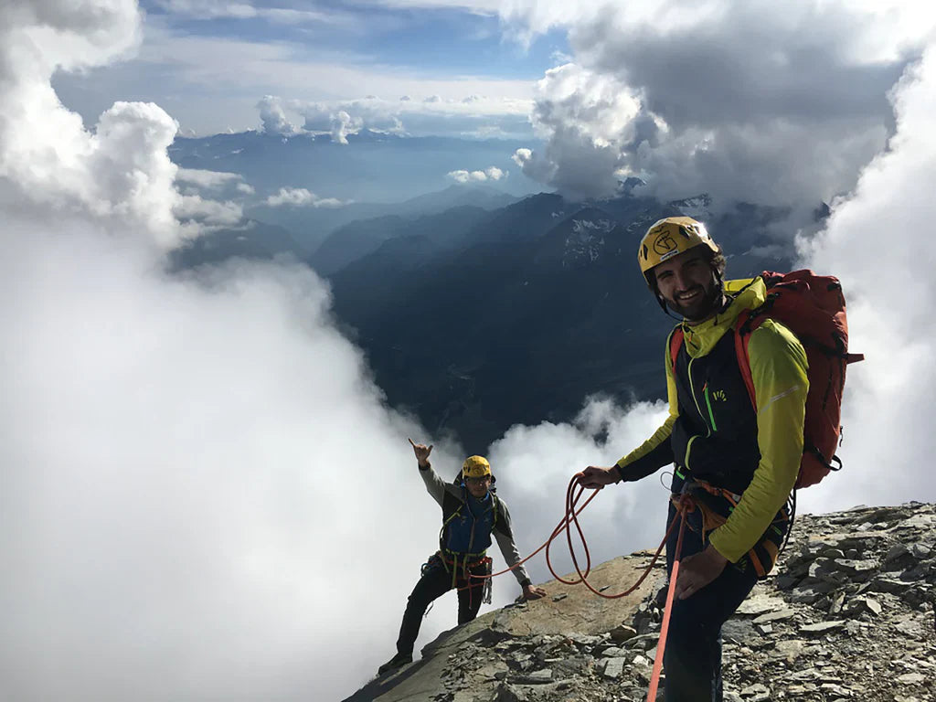 Jerome Perruquet and Michele Cazzanelli above cloud inversion during the descent from the Matterhorn south face.