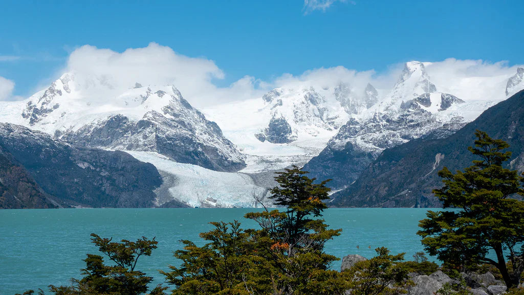 Glacier and mountain landscape in remote Patagonia terrain